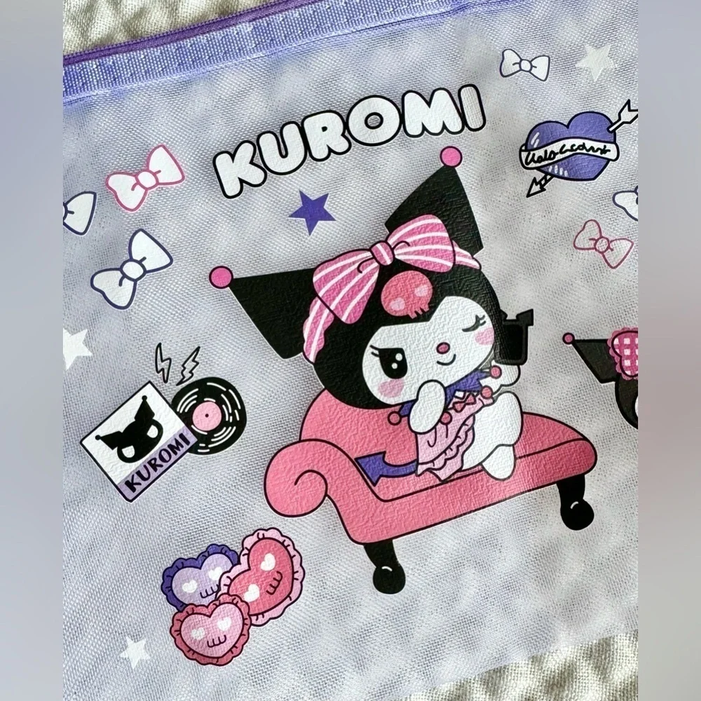 New Sanrio Kuromi Zip Pouch, Pen, Highlighter Markers, Note Pad - Set of 4